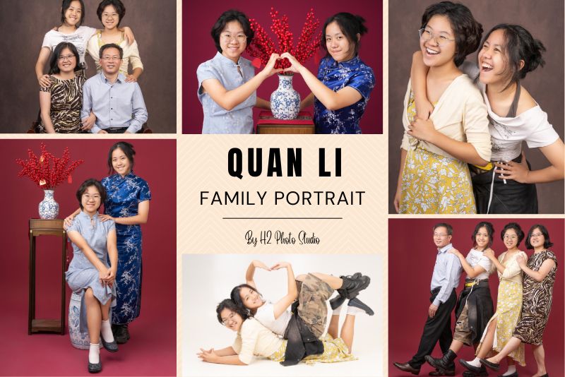 Quan li family photography with 2 daughters